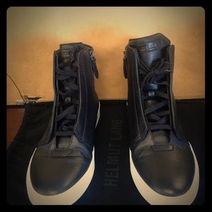 Helmet Lang High Top Leather Trainers